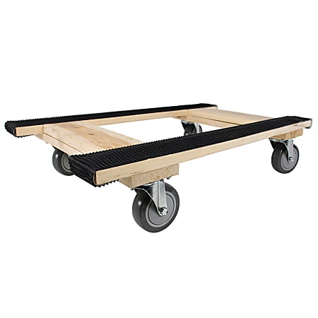Monster Trucks® Piano H Style 4-Wheel Wood Dolly, 30”L x 18”W x 8”H, Black/Brown