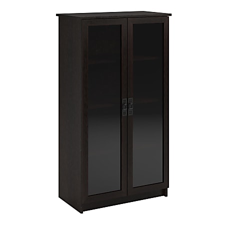 Ameriwood Home Quinton Point 4 Shelf, Espresso Bookcase With Glass Doors