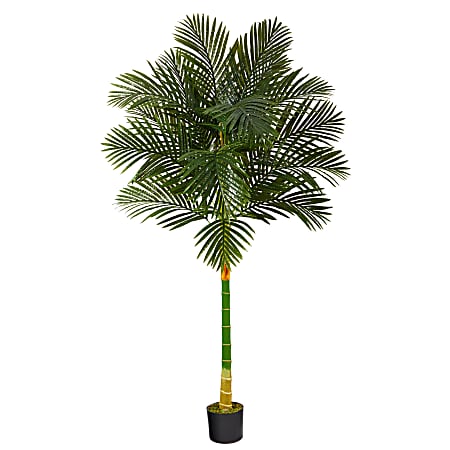 Nearly Natural Golden Cane Palm 72”H Artificial Plant With Planter, 72”H x 22”W x 22”D, Green/Black