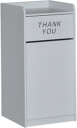 Flash Furniture Rectangular Wood Tray-Top Trash Receptacle, Gray