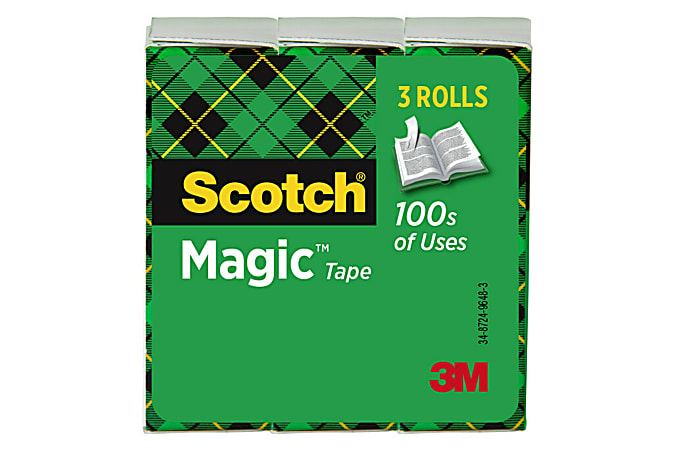 Scotch® Magic™ Tape, Invisible, 3 Tape Rolls, 1 in x 2592 in, Home Office Supplies and School Supplies for College and Classrooms