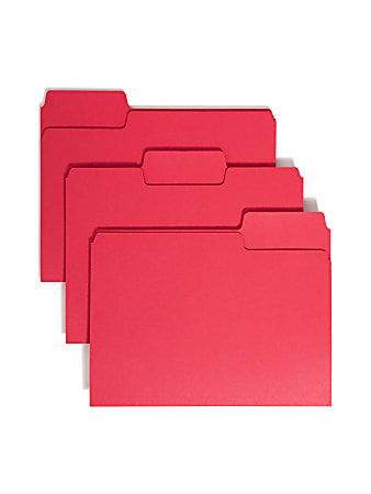 Smead® SuperTab® File Folders, Letter Size, 1/3 Cut, Red, Box Of 100