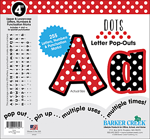 Barker Creek® Letter Pop-Outs, 4", Dots, Set Of 255