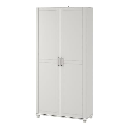 Ameriwood™ Home Callahan Utility Storage Cabinet, 3 Adjustable Shelves, 2 Fixed Shelves, 74 5/16”H x 35 11/16”W x 15 3/8”D, White