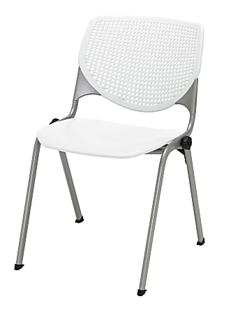 KFI Studios KOOL Stacking Chair With Casters, White/Silver