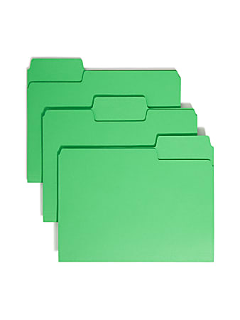 Smead® SuperTab® File Folders, Letter Size, 1/3 Cut, Green, Box Of 100