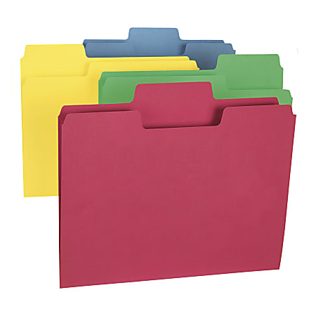 Smead® SuperTab® File Folders, Letter Size, 1/3 Cut, Assorted Colors, Box Of 100