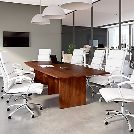 Bush Business Furniture 120-inch Office Conference Table with Wood Base, Hansen Cherry, Standard Delivery