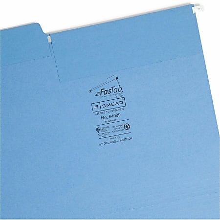 Smead FasTab Hanging File Folders Letter Size Blue Box Of 20 - Office Depot