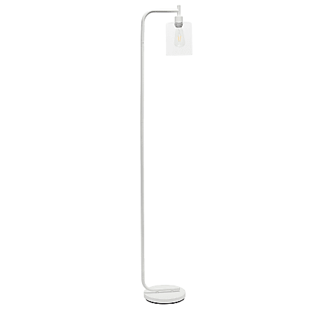 Simple Designs Modern Iron Floor Lamp, 67”H, White Base/Clear Shade