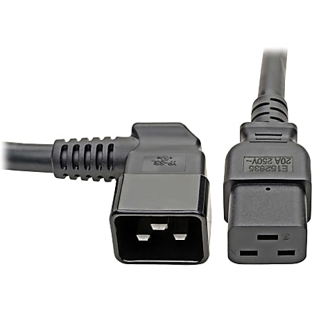 Tripp Lite Heavy-Duty Computer Power Extension Cord for Servers and Computers - 20A, 12AWG (IEC-320-C19 to Right Angle IEC-320-C20) 2-ft.