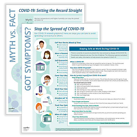 ComplyRight™ Coronavirus (COVID-19) Posters, Prevention Bundle With Handouts, English