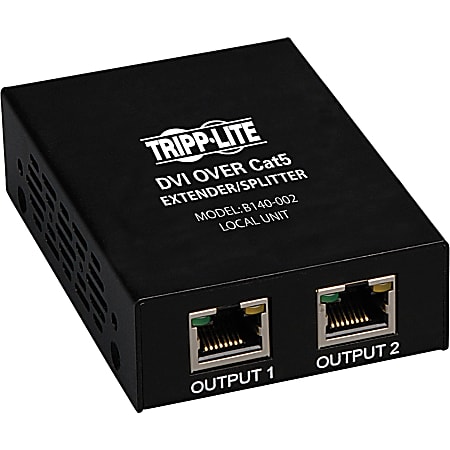 Tripp Lite DVI Over Cat5/Cat6 Video Extender Splitter 2-Port Transmitter 200' - 1 Input Device - 2 Output Device - 200 ft Range - 2 x Network (RJ-45) - 1 x DVI In - Full HD - 1920 x 1080 - Twisted Pair - Category 6 - TAA Compliant