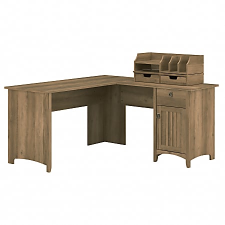 Bush Furniture Salinas 60"W L-Shaped Desk With Storage And Organizers, Reclaimed Pine, Standard Delivery