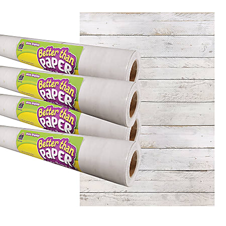 Teacher Created Resources® Better Than Paper® Bulletin Board Paper Rolls,  4' x 12', White Shiplap, Pack Of 4 Rolls