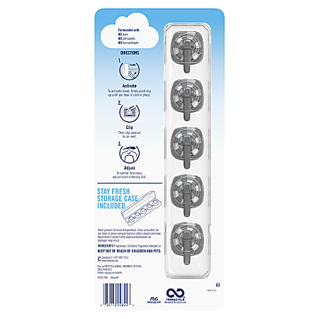 Febreze Car Air Freshener Vent Clips Linen And Sky Pack Of 5 Clips - Office  Depot