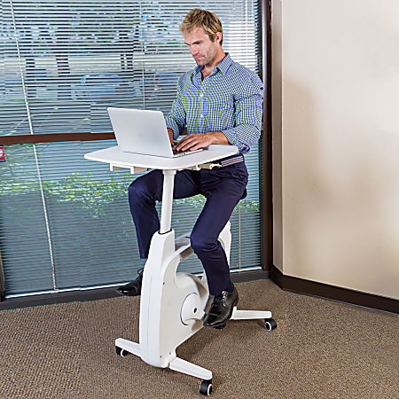 FlexiSpot V9 All-in-One Standing Desk Bike - Deskcise Pro, White