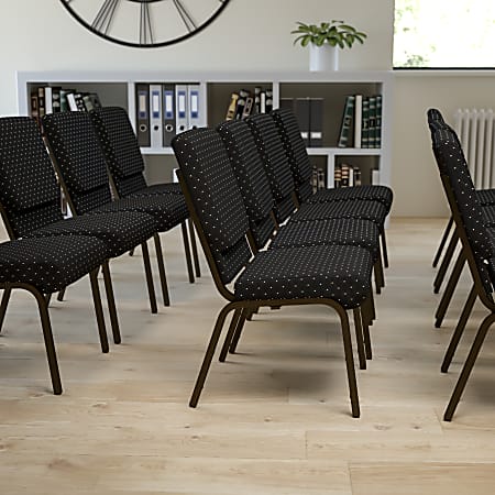 Flash Furniture HERCULES Series Stacking Church Chair, Black Dot/Goldvein