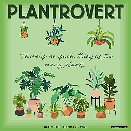 2026 Willow Creek Press Inspirational Monthly Wall Calendar, 12" x 12", Plantrovert, January To December, 55854