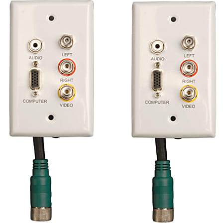 Tripp Lite Easy Pull Type-A VGA Connector Kit Wall Plate RCA Audio-Composite Video F/F - 1 x Mini-phone Port(s) - 2 x RCA Port(s)