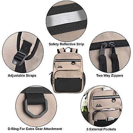 Summit Ridge Reflective Backpacks BlackBlueRedGrayTan Pack Of 24 ...
