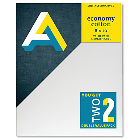 Art Alternatives Economy Cotton Stretched Canvases, 8"W x 10"H, Pack Of 2