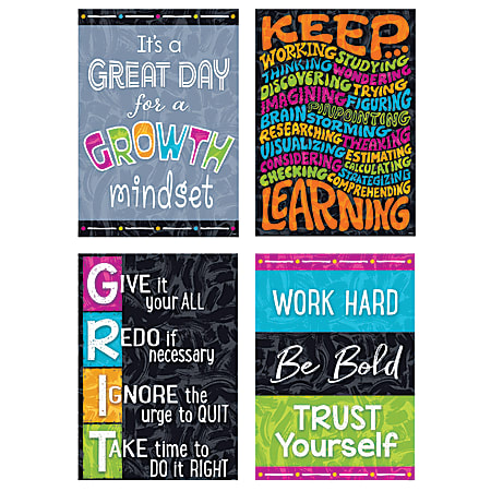 Trend ARGUS Posters, 13-5/16” x 19”, Mindset Messages, Pack Of 4 Posters