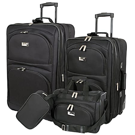 Overland Geoffrey Beene Westchester 4-Piece Luggage Set, Black