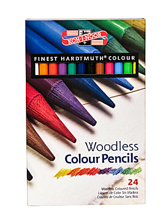 Koh-I-Noor Progresso Woodless Colored Pencils, 24-Piece Set, Assorted Colors, Pack Of 2 Sets