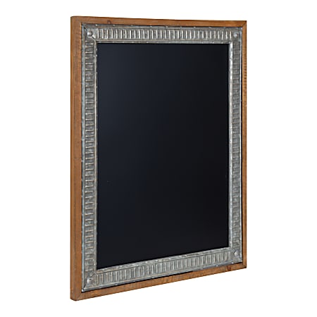 Kate and Laurel Deely Magnetic Framed Chalkboard, 24” x 30”, Black, Rustic Brown Wood Frame