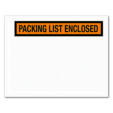 Tape Logic® "Packing List Enclosed" Envelopes, Panel Face, Orange, 7" x 5 1/2", Pack Of 1,000
