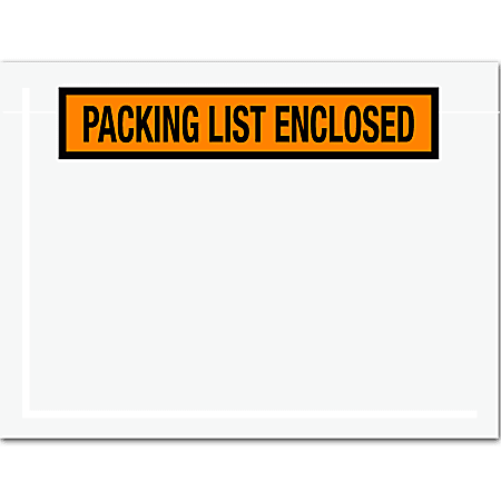 Tape Logic® "Packing List Enclosed" Envelopes, Panel Face, 6 1/2" x 5", Orange, Pack Of 1,000