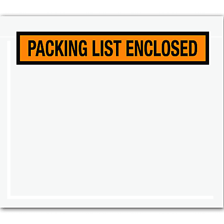 Tape Logic® "Packing List Enclosed" Envelopes, Panel Face, 7" x 6", Orange, Pack Of 1,000