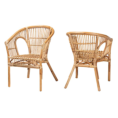 bali & pari Alleta Modern Bohemian Dining Chairs, Natural Brown, Set Of 2 Chairs