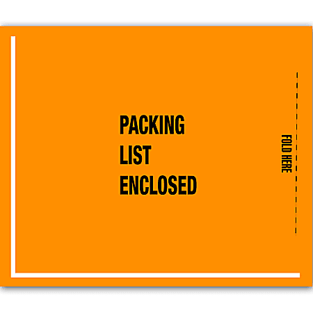 Office Depot® Brand "Packing List Enclosed" Military Envelopes, Full Face, 8 1/2" x 10", Orange, Pack Of 1,000