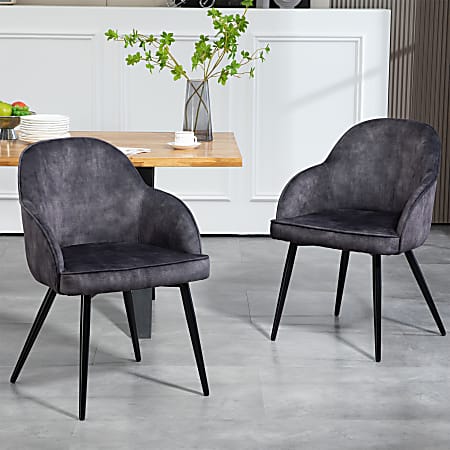 Glamour Home Batia Velvet Fabric Dining Accent Chairs, Gray, Set Of 2 Chairs