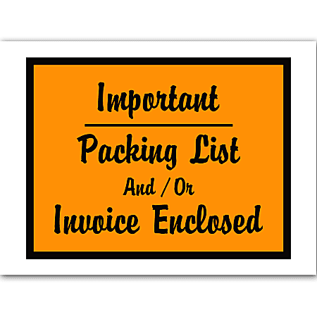 Office Depot® Brand "Important Packing List/Invoice Enclosed" Envelopes, Full Face, 4 1/2" x 6", Orange, Pack Of 1,000