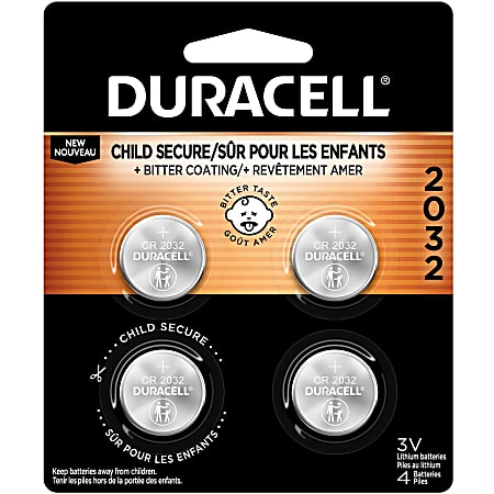 Duracell 2032 3V Lithium Battery 4-Packs - For Security Device, Medical Equipment, Health/Fitness Monitoring Equipment, Calculator, Watch, Keyfob Transmitter - CR2032 - 3 V DC - 30 / Carton