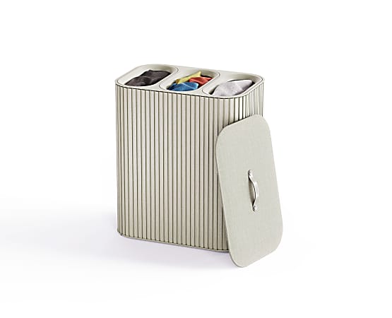 Joseph Joseph Triple Compartment 30-Liter Laundry Basket, Ecru, Total Qty 1