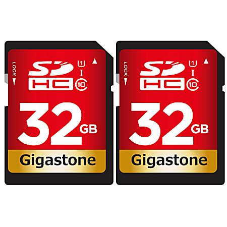 Dane-Elec Gigastone Class 10 UHS-I U1 SDHC™ Cards, 32GB, Pack Of 2 Cards