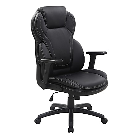 Office Star™ Ergonomic Leather High-Back Executive Office Chair, Black