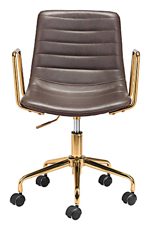 Zuo Modern Eric Mid Back Faux Leather Office Chair BrownGold Office Depot