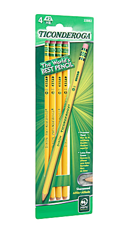 Ticonderoga® Woodcase Pencils, #2 Lead, Soft, Pack of 4