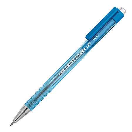 SKILCRAFT® Essential LVX Ballpoint Pens, Fine Point, Blue, Pack Of 12 (AbilityOne)