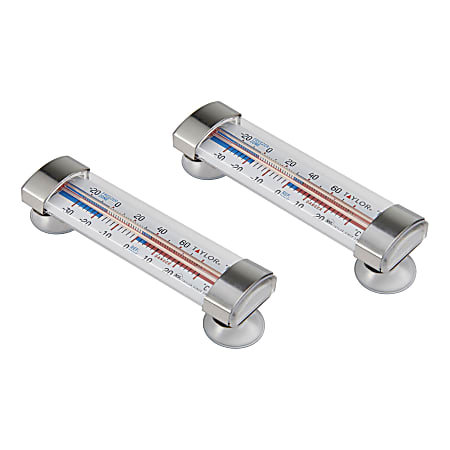 Taylor Precision Products Fridge And Freezer Thermometers, 1-1/4”H x 1-1/4”W x 5-5/16”D, Pack Of 2 Thermometers