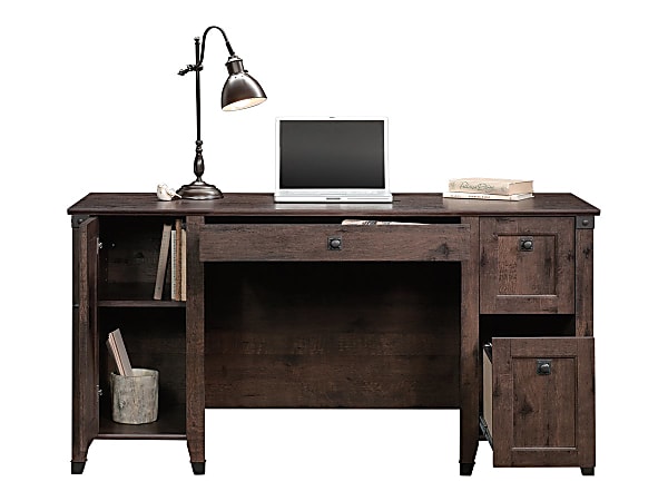 Sauder Carson Forge 60 W Computer Desk Coffee Oak Office Depot