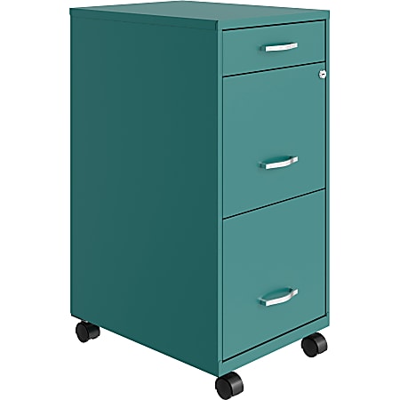 Hirsh Space Solutions SOHO Organizer 18"D Vertical 3 Drawer Mobile File Cabinet, Teal