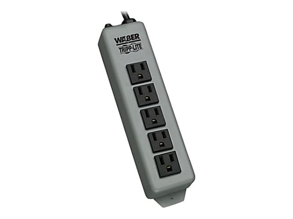 Tripp Lite Waber Power Strip Metal 5-15R 5 Outlet 5-15P 15' Cord - Power distribution strip - input: NEMA 5-15 - output connectors: 5 (NEMA 5-15) - blue gray