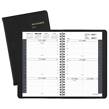 AT-A-GLANCE® Weekly Appointment Book/Planner, 4 7/8" x 8", Black, January to December 2018 (7007505-18)