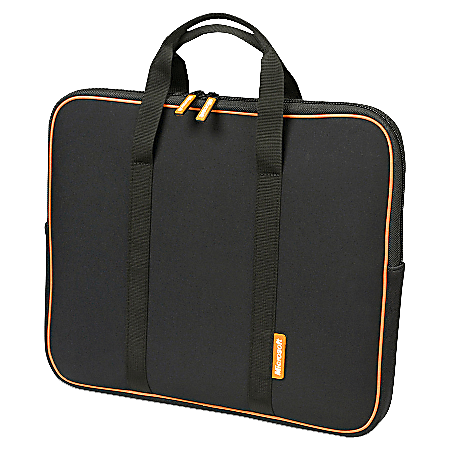 Microsoft® Neoprene Laptop Computer Sleeve, 11.4" x 9" x 1.25", Black/Orange